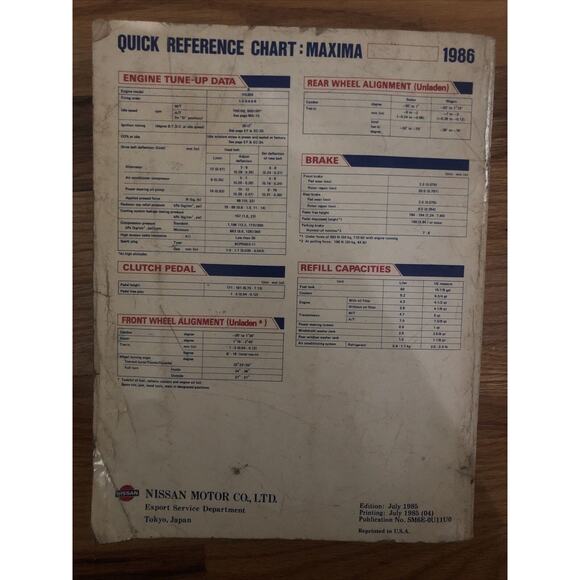 1987 First Revision Nissan Maxima Factory Service Manual Model U11 Series - Picture 2 of 2